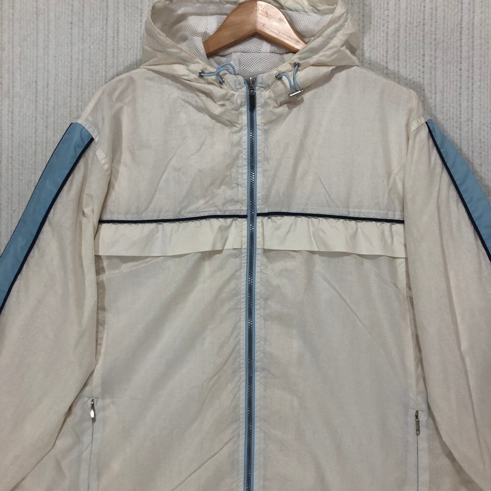 Carolina Colours Plus‎ Hooded Windbreaker Jacket Cream Blue Stripe Sz 18 20